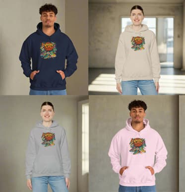 Collage of Models wearing BG11 Basketball Hoodie – Unisex Heavy Blend™ graphic sweatshirt for players and fans