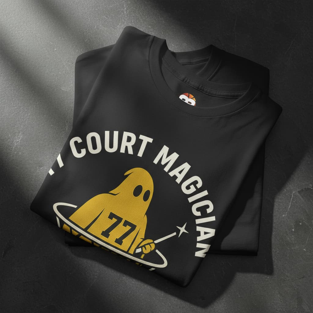 77 Court Magician – Los Angeles Gold Ghost Streetwear Basketball Tee | Unisex Heavy Cotton T-Shirt