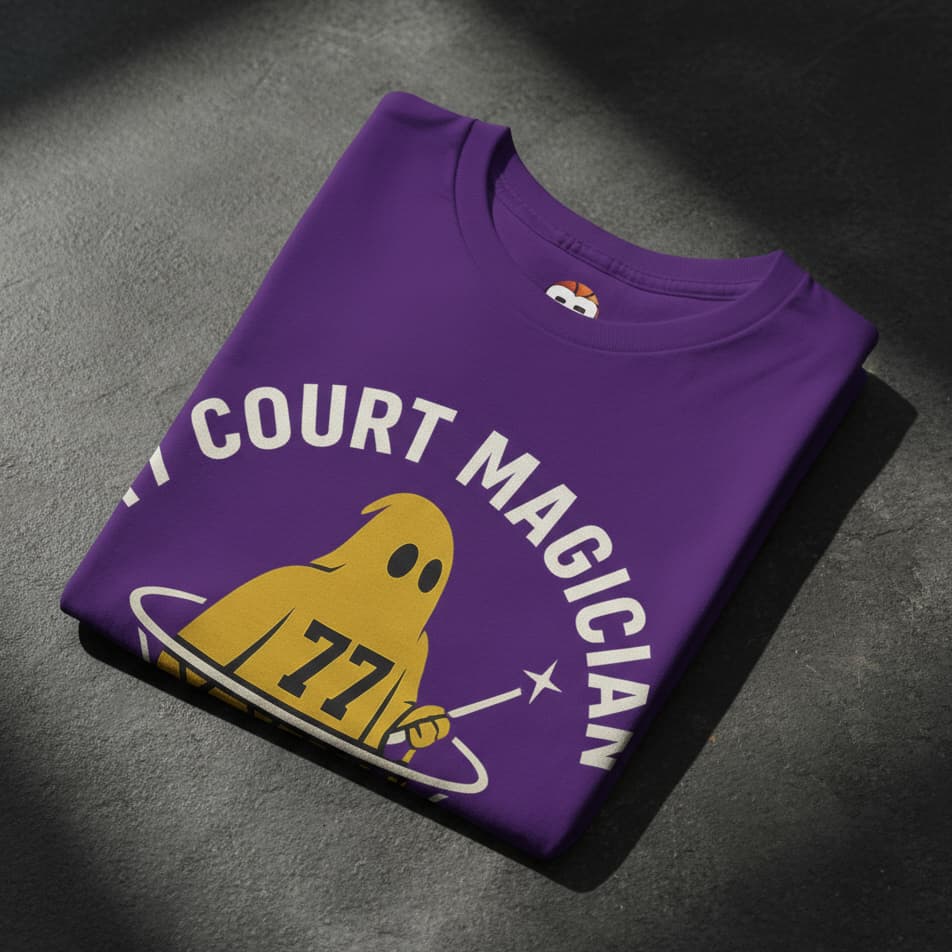 77 Court Magician – Los Angeles Gold Ghost Streetwear Basketball Tee | Unisex Heavy Cotton T-Shirt