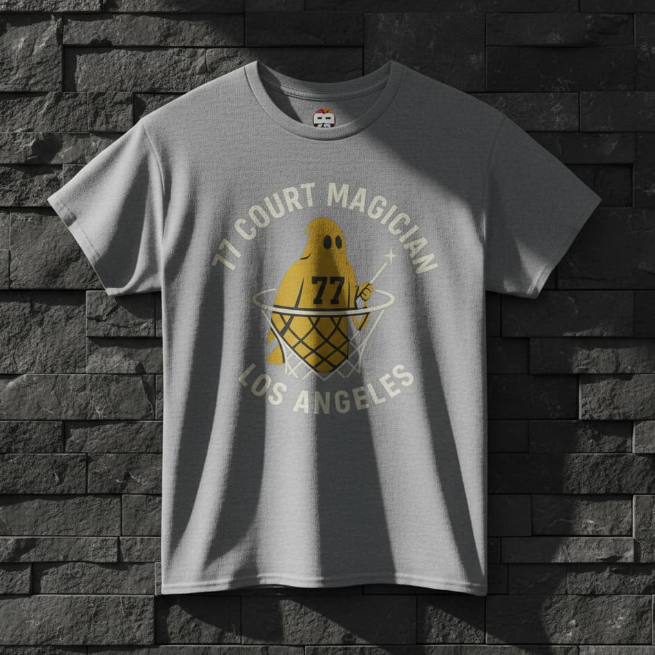 77 Court Magician – Los Angeles Gold Ghost Streetwear Basketball Tee | Unisex Heavy Cotton T-Shirt