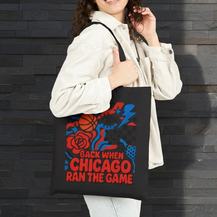 Chicago Vintage Basketball Tote Bag | Unisex Cotton Canvas Carry | Best Gift for Basketball OG Fans