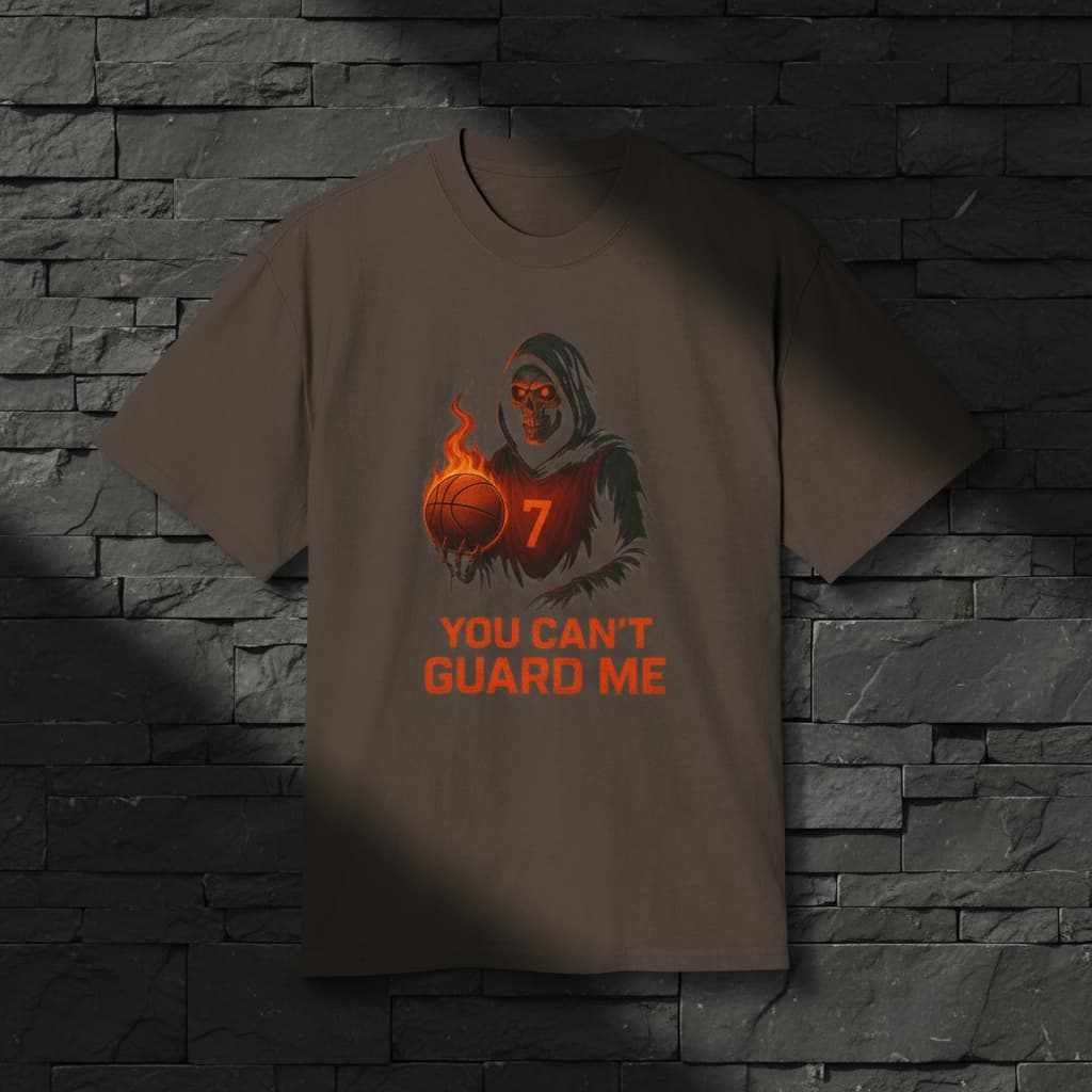 Unisex Heavy Faded Tee – Grim Reaper Basketball Shirt | Halloween Streetwear Graphic T-Shirt