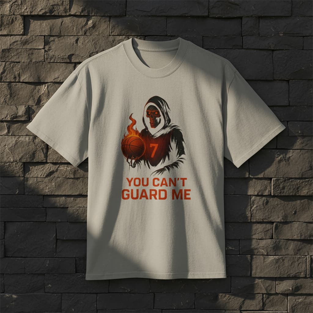 Unisex Heavy Faded Tee – Grim Reaper Basketball Shirt | Halloween Streetwear Graphic T-Shirt