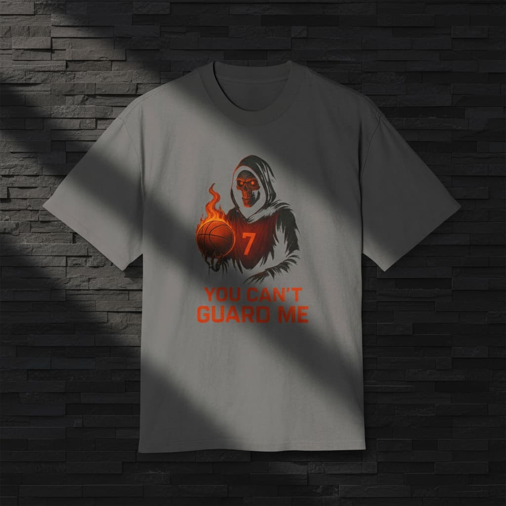 Unisex Heavy Faded Tee – Grim Reaper Basketball Shirt | Halloween Streetwear Graphic T-Shirt