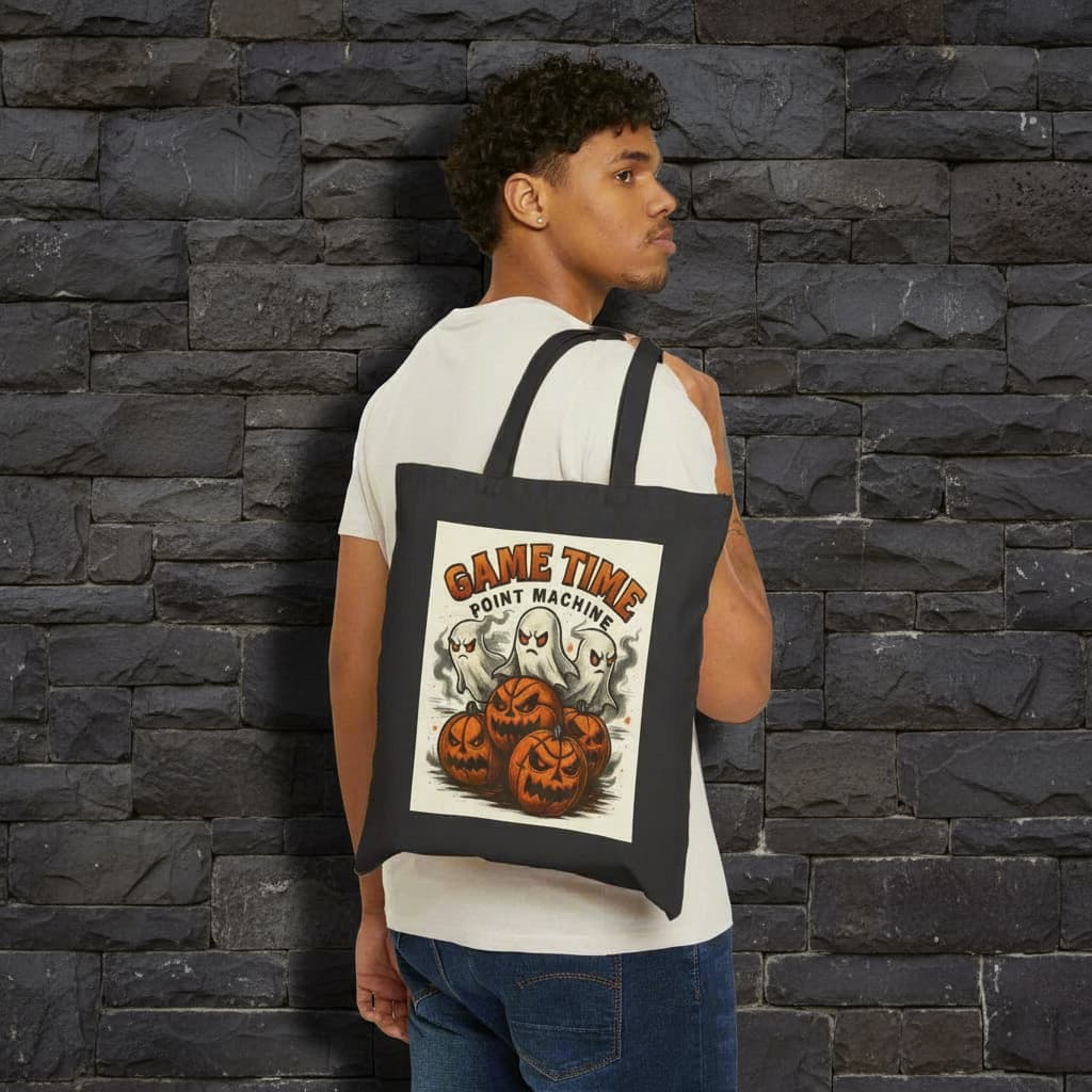 Basketball Halloween Tote Bag – 100% Cotton Canvas Reusable Unisex Bag for Sports Fans