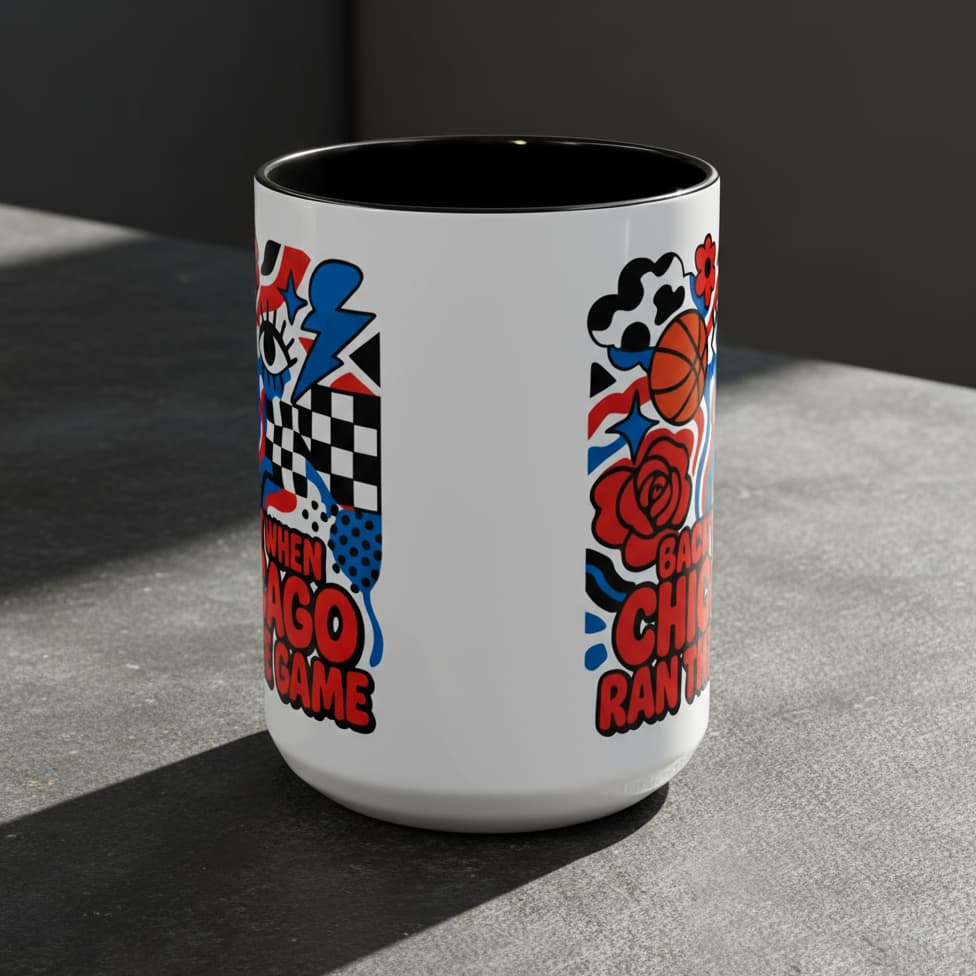 Chicago Basketball Mug Gift | Vintage Hoops Accent Coffee Cup (11oz & 15oz) | Perfect for Office, Home, or Chill Coffee Time