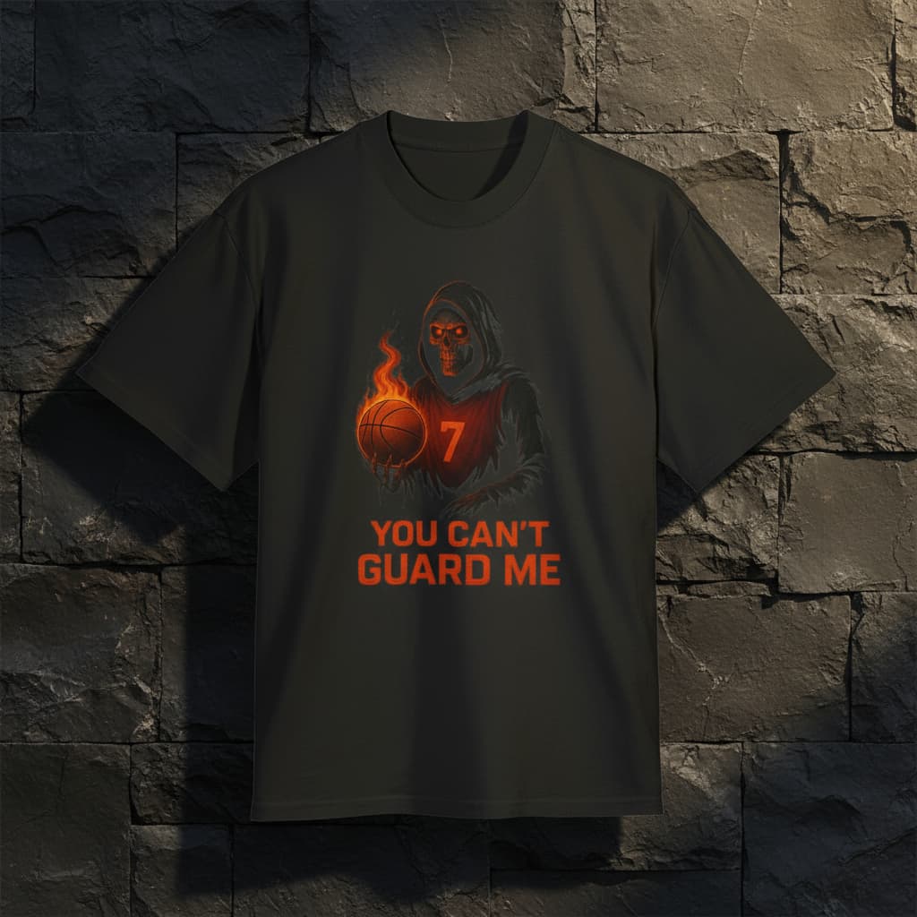 Unisex Heavy Faded Tee – Grim Reaper Basketball Shirt | Halloween Streetwear Graphic T-Shirt