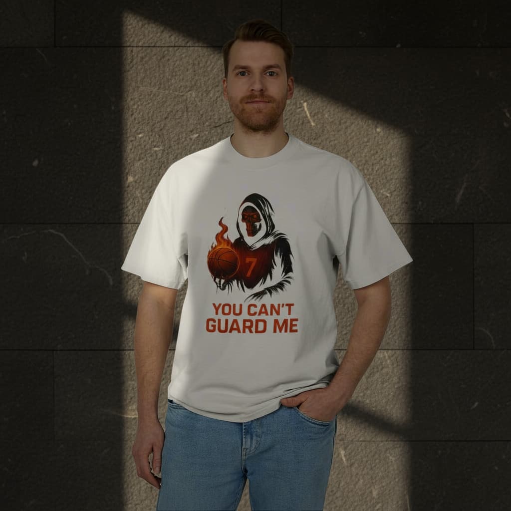 Unisex Heavy Faded Tee – Grim Reaper Basketball Shirt | Halloween Streetwear Graphic T-Shirt