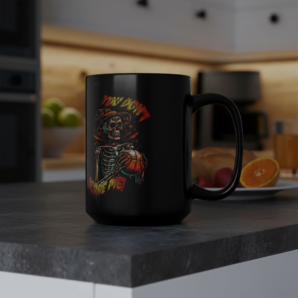 Halloween Basketball Mug – Spooky Hooper Design in Black (11oz & 15oz) – Perfect Gift for Players & Fans