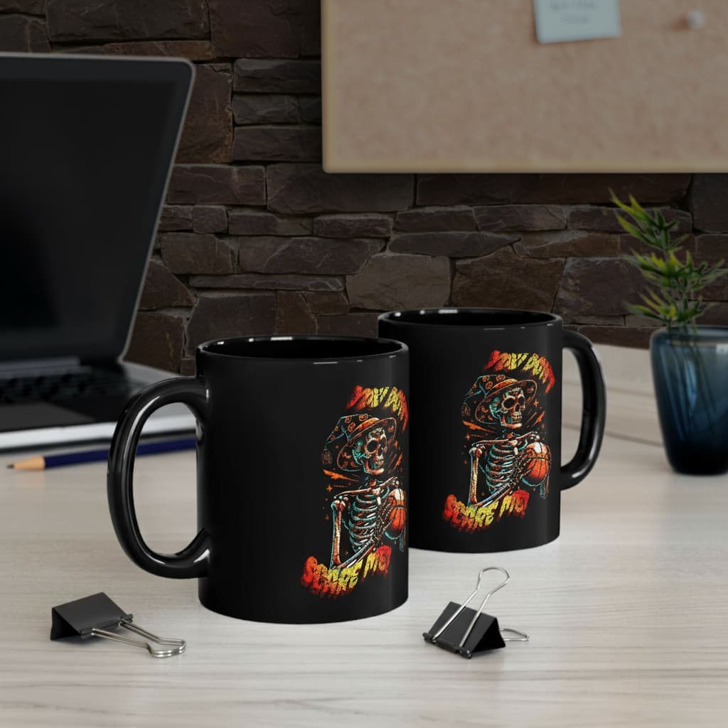 Halloween Basketball Mug – Spooky Hooper Design in Black (11oz & 15oz) – Perfect Gift for Players & Fans