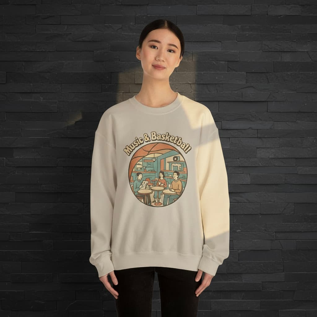 Old School Music Basketball Crewneck | Unisex Heavy Blend™ Graphic Sweatshirt