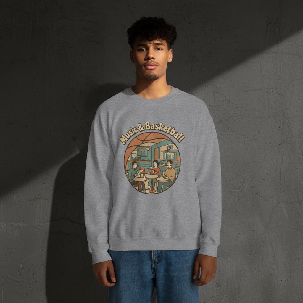 Old School Music Basketball Crewneck | Unisex Heavy Blend™ Graphic Sweatshirt