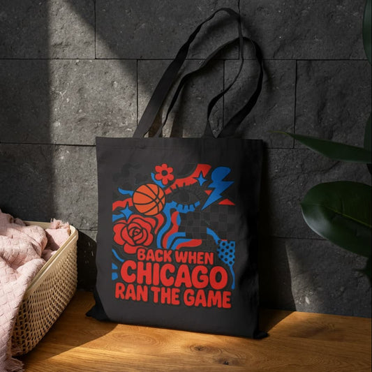 Chicago Vintage Basketball Tote Bag | Unisex Cotton Canvas Carry | Best Gift for Basketball OG Fans