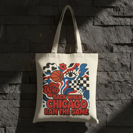 Chicago Vintage Basketball Tote Bag | Unisex Cotton Canvas Carry | Best Gift for Basketball OG Fans