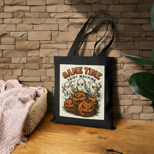 Basketball Halloween Tote Bag – 100% Cotton Canvas Reusable Unisex Bag for Sports Fans