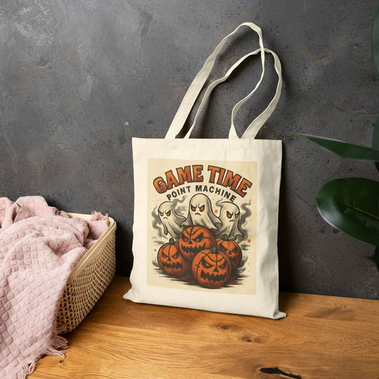Basketball Halloween Tote Bag – 100% Cotton Canvas Reusable Unisex Bag for Sports Fans