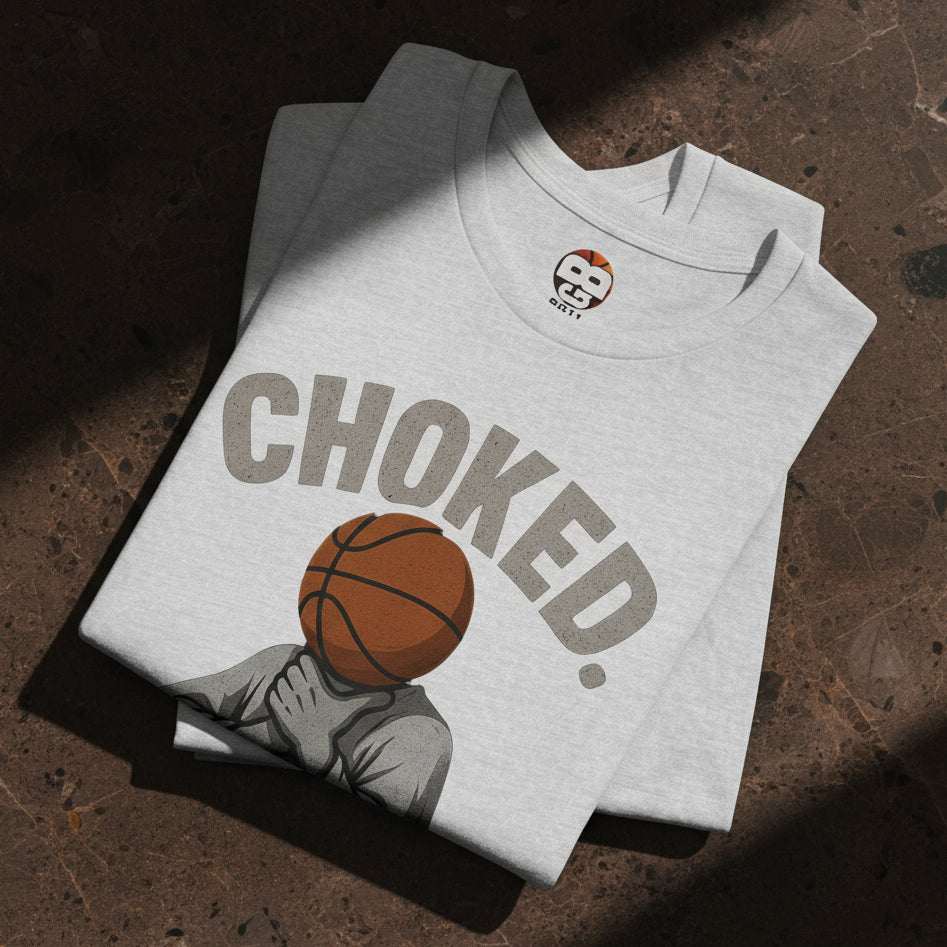 Folded CHOKED Basketball Ghost Streetwear Tee in Ash – Unisex Funny Basketball Shirt for Fans