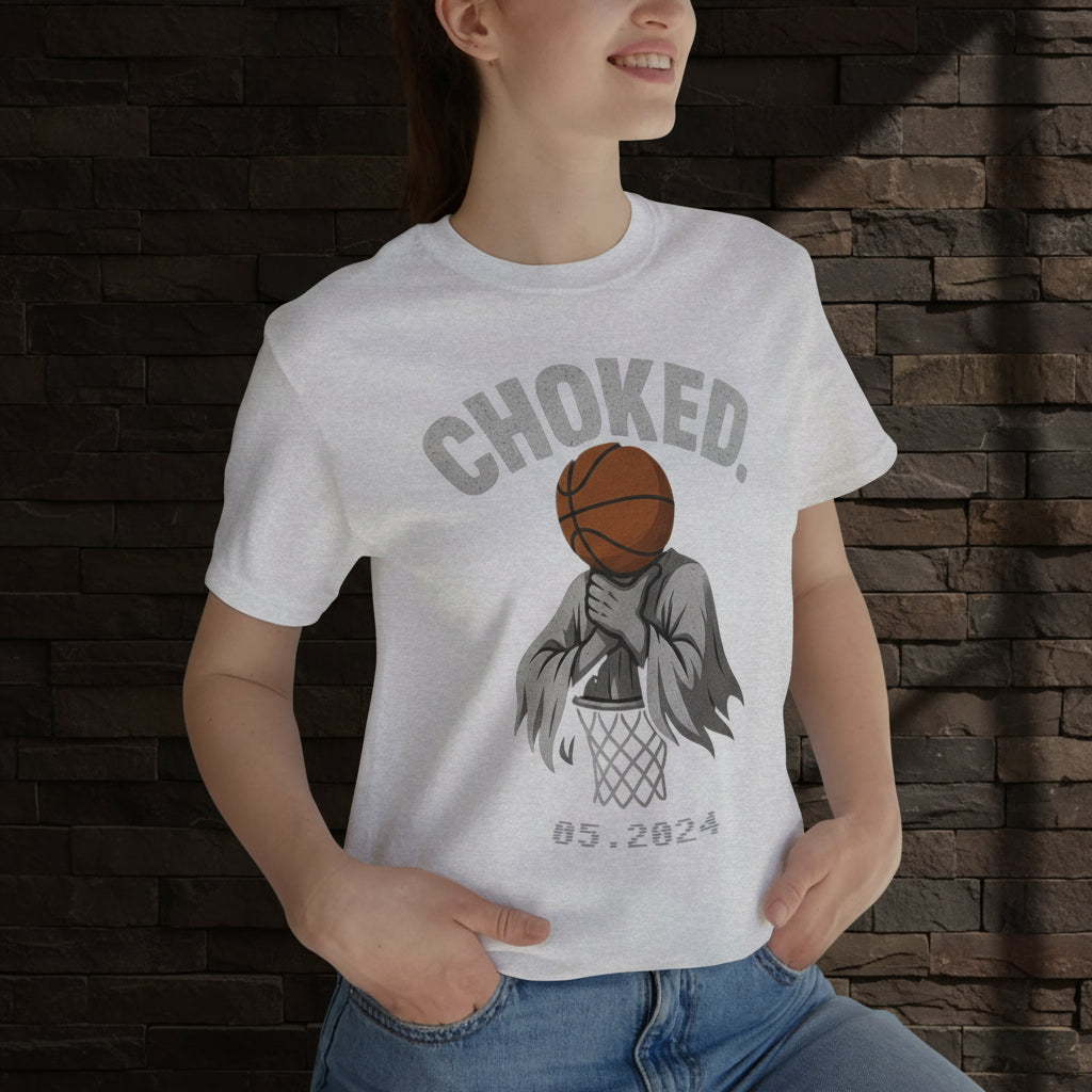 Lifestyle Image – CHOKED Basketball Ghost Streetwear Tee in Ash Worn Casually by Hooper Fan