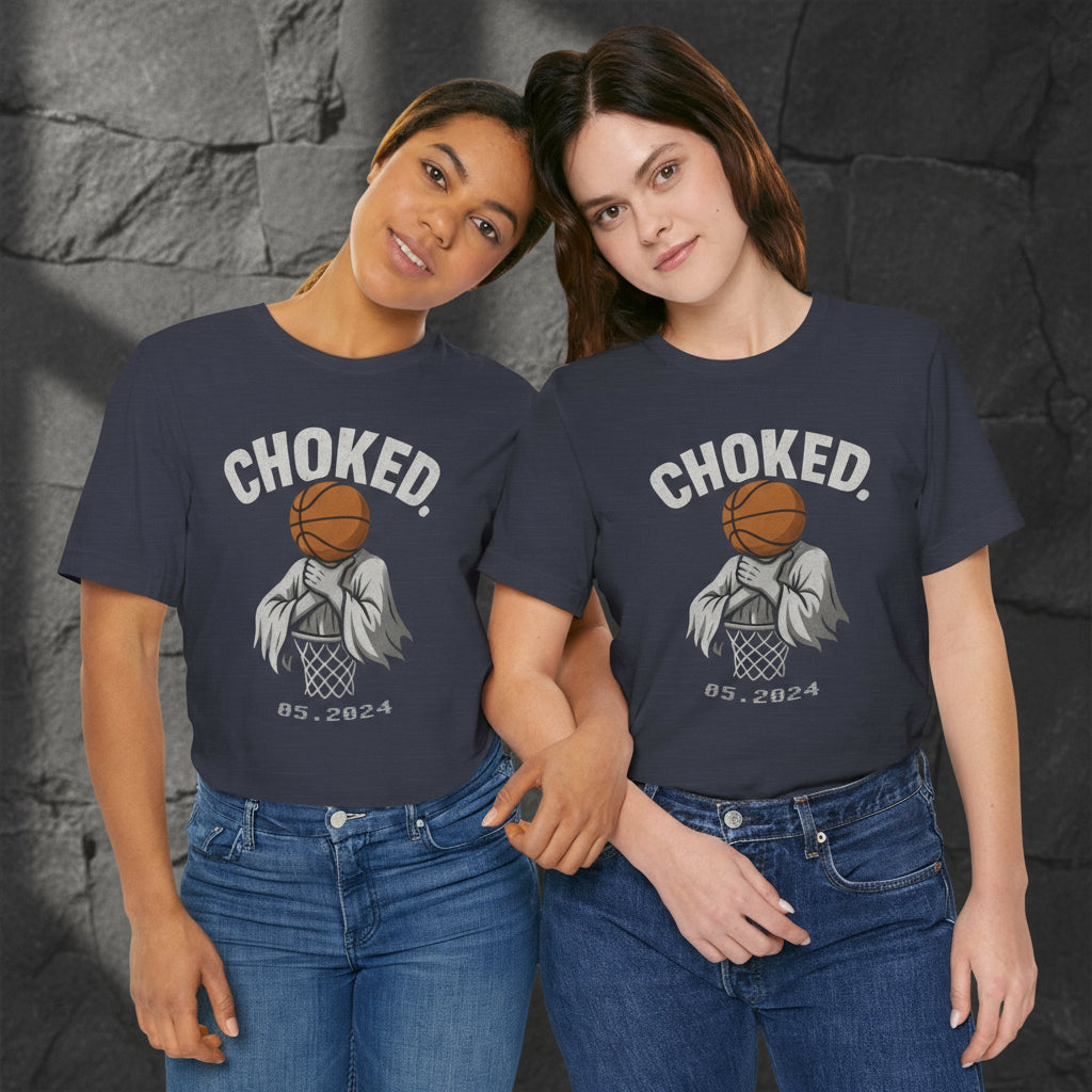 Lifestyle Photo – CHOKED Basketball Ghost Streetwear Tee in Heather Midnight Navy for Hoopers & Fans