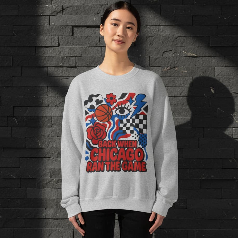Vintage Chicago Basketball Crewneck Sweatshirt | Unisex Retro Hoops Gift
