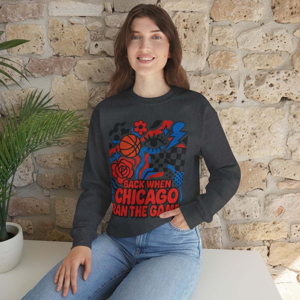 Vintage Chicago Basketball Crewneck Sweatshirt | Unisex Retro Hoops Gift