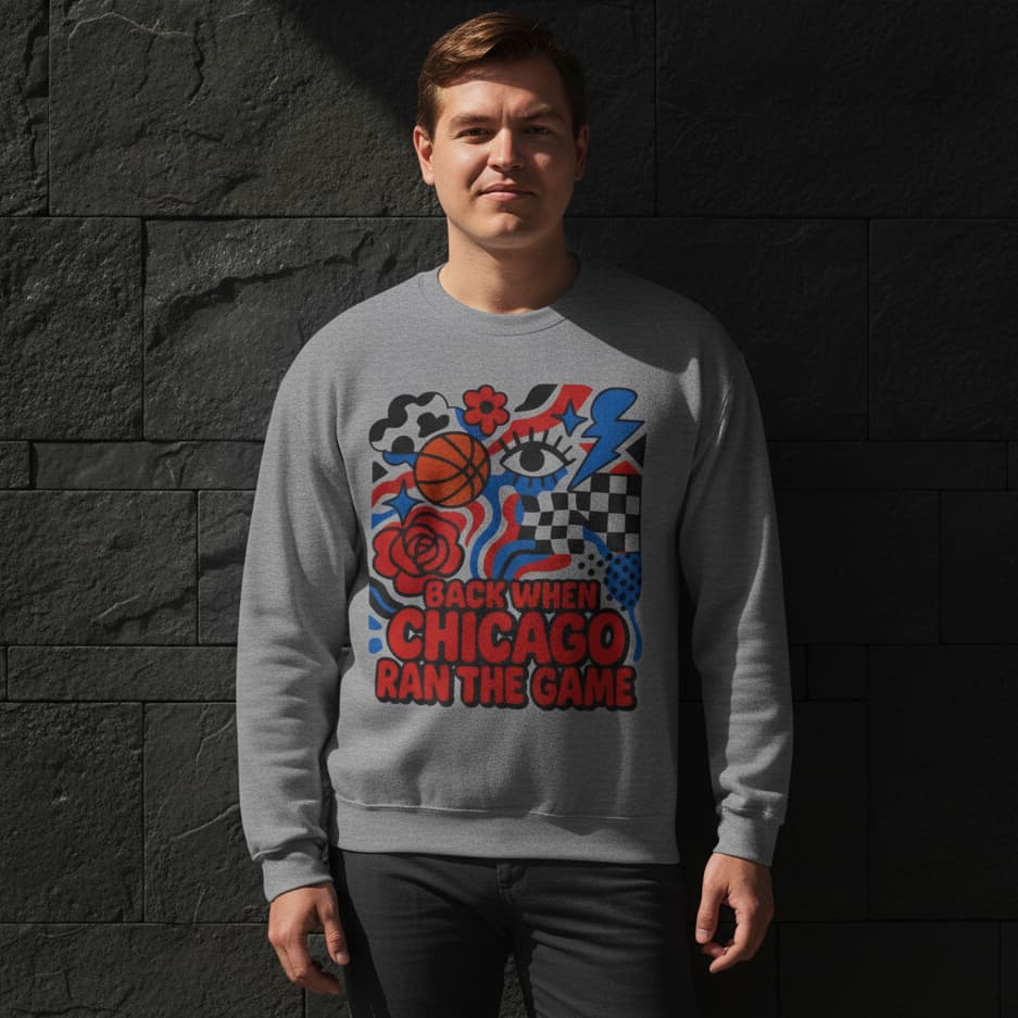 Vintage Chicago Basketball Crewneck Sweatshirt | Unisex Retro Hoops Gift